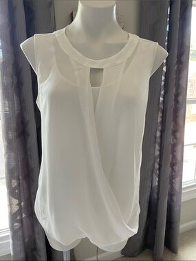 [41 Hawthorn] White Faux-Surplus Drape Sleeveless Camisole